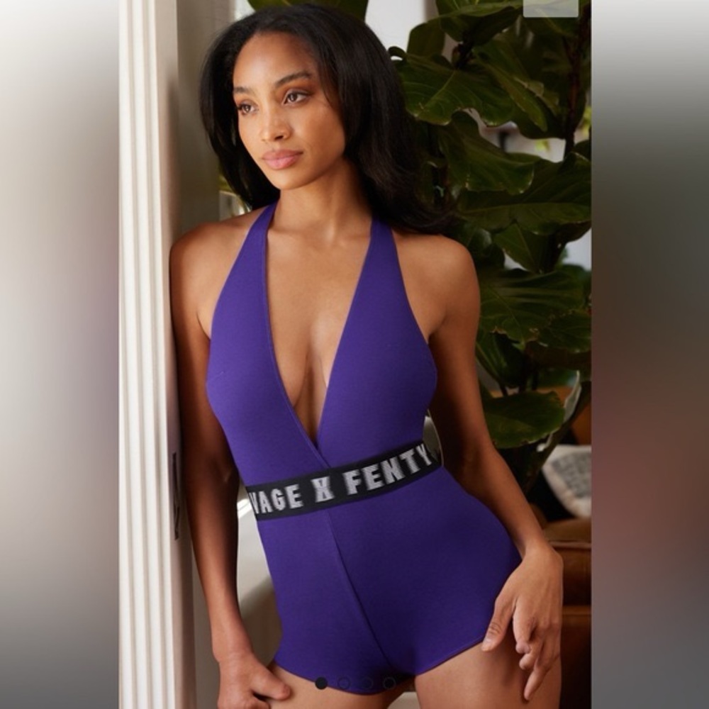 Savage X Fenty Deep V Purple Bodysuit